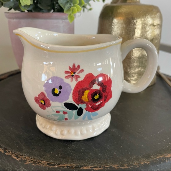 Retired The Pioneer Woman Creamer Flea Market Pattern Floral Stoneware - Picture 3 of 6